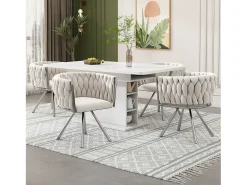 Juego de 6 sillas de comedor de terciopelo, sillas giratorias de lujo para salón y dormitorio, con patas de metal (62 x 60 x 57 cm)
