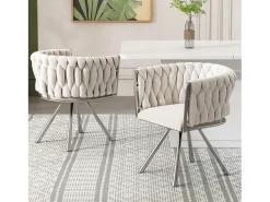Juego de 6 sillas de comedor de terciopelo, sillas giratorias de lujo para salón y dormitorio, con patas de metal (62 x 60 x 57 cm)