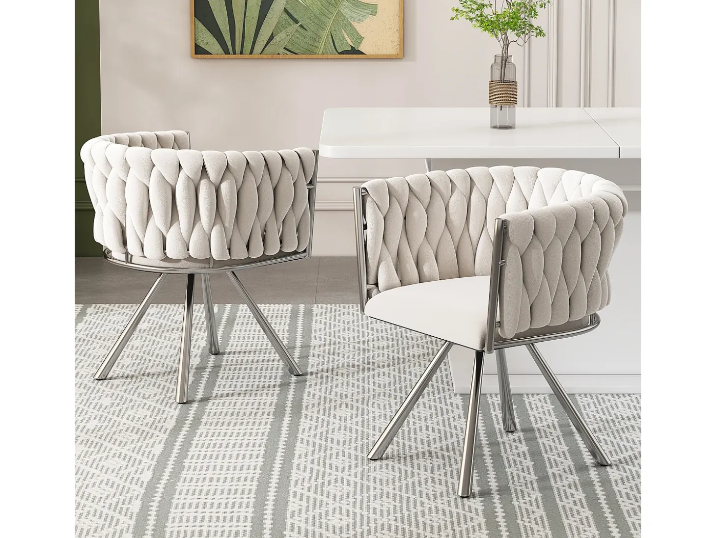 Juego de 6 sillas de comedor de terciopelo, sillas giratorias de lujo para salón y dormitorio, con patas de metal (62 x 60 x 57 cm)
