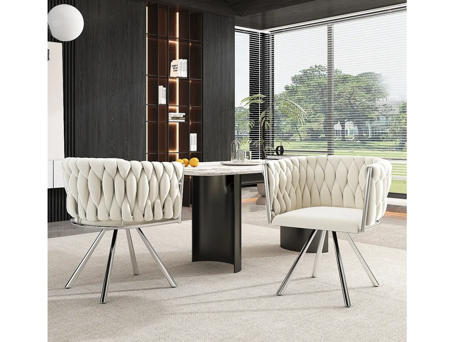 Juego de 6 sillas de comedor de terciopelo, sillas giratorias de lujo para salón y dormitorio, con patas de metal (62 x 60 x 57 cm)
