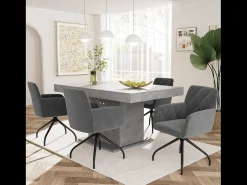 Juego de 2 sillas de comedor de terciopelo con giro de 360° - 85 x 60 x 46 cm - sillón tapizado - 4 patas de metal - negro