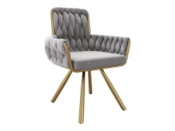Juego de 2 sillas de comedor de terciopelo, giratorias 360° y base de metal – gris