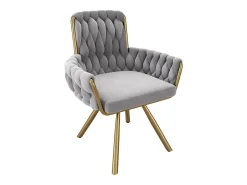 Juego de 2 sillas de comedor de terciopelo, giratorias 360° y base de metal – gris