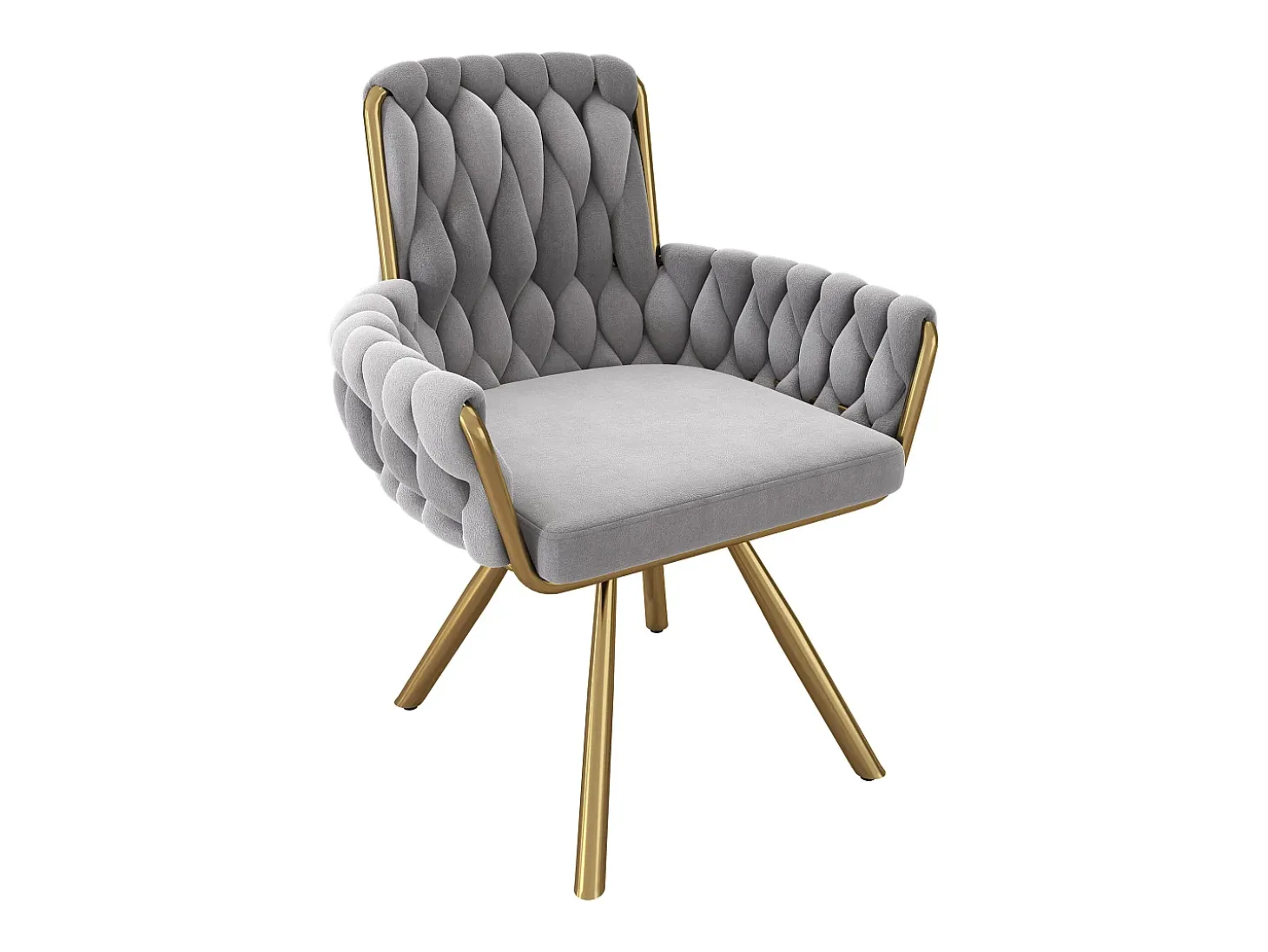 Juego de 2 sillas de comedor de terciopelo, giratorias 360° y base de metal – gris