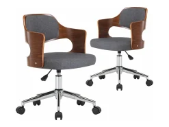 Juego de 2 Sillas de comedor giratorias madera curvada y tela gris ES652679