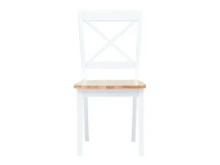 Juego de 4 sillas de comedor de madera maciza de caucho blanco y claro