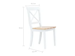Juego de 4 sillas de comedor de madera maciza de caucho blanco y claro