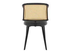 Juego de 4 sillas de comedor de terciopelo y metal con respaldo de ratán – gris