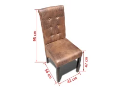 Juego de 2 sillas de comedor de piel sintética marrón
