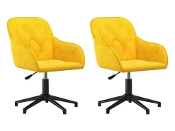 Juego de 2 sillas de comedor giratorias de terciopelo amarillo