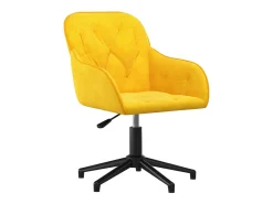 Juego de 2 sillas de comedor giratorias de terciopelo amarillo