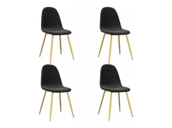 Juego de 4 Sillas de comedor terciopelo negro ES326776