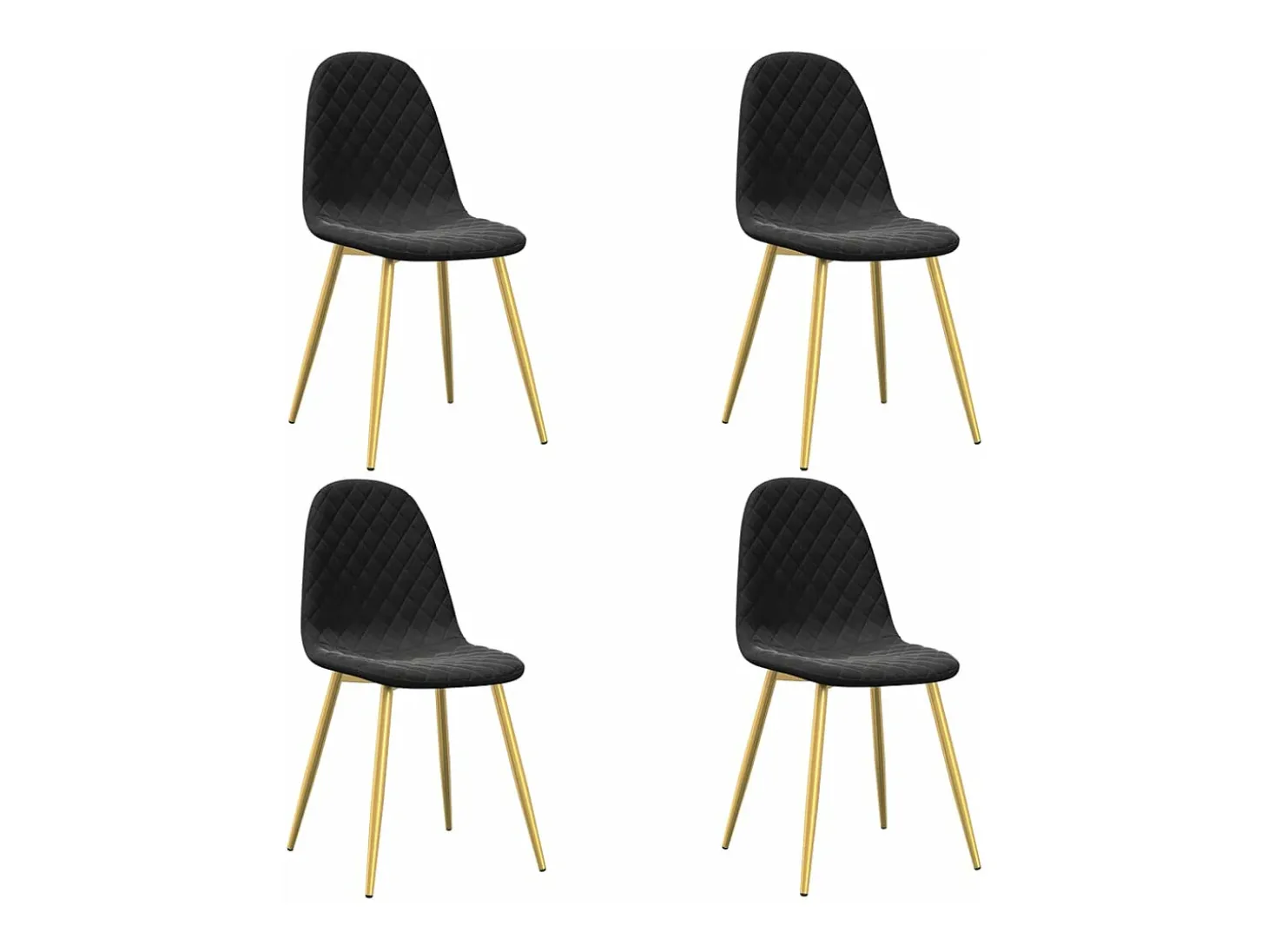 Juego de 4 Sillas de comedor terciopelo negro ES326776