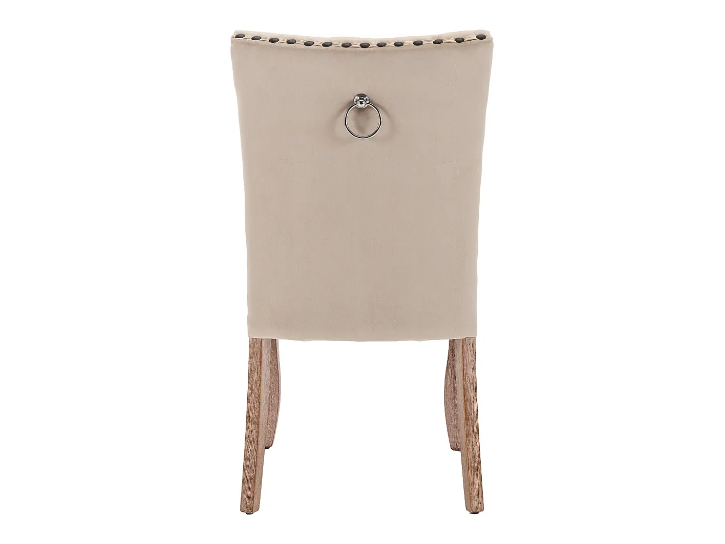 Juego de 6 sillas de comedor acolchadas de terciopelo - Patas de nogal macizo - Decoración con botones - Beige