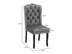 Juego de 2 sillas de comedor tapizadas en terciopelo - 49 x 61 x 100 cm - patas de roble - para dormitorio y sala de estar - gris