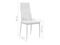 Juego de 4 sillas de comedor de piel sintética blanca