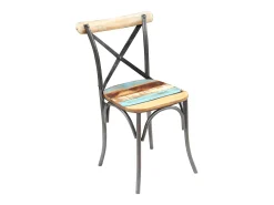 Juego de 6 sillas de comedor de madera maciza recuperada