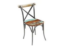 Juego de 6 sillas de comedor de madera maciza recuperada