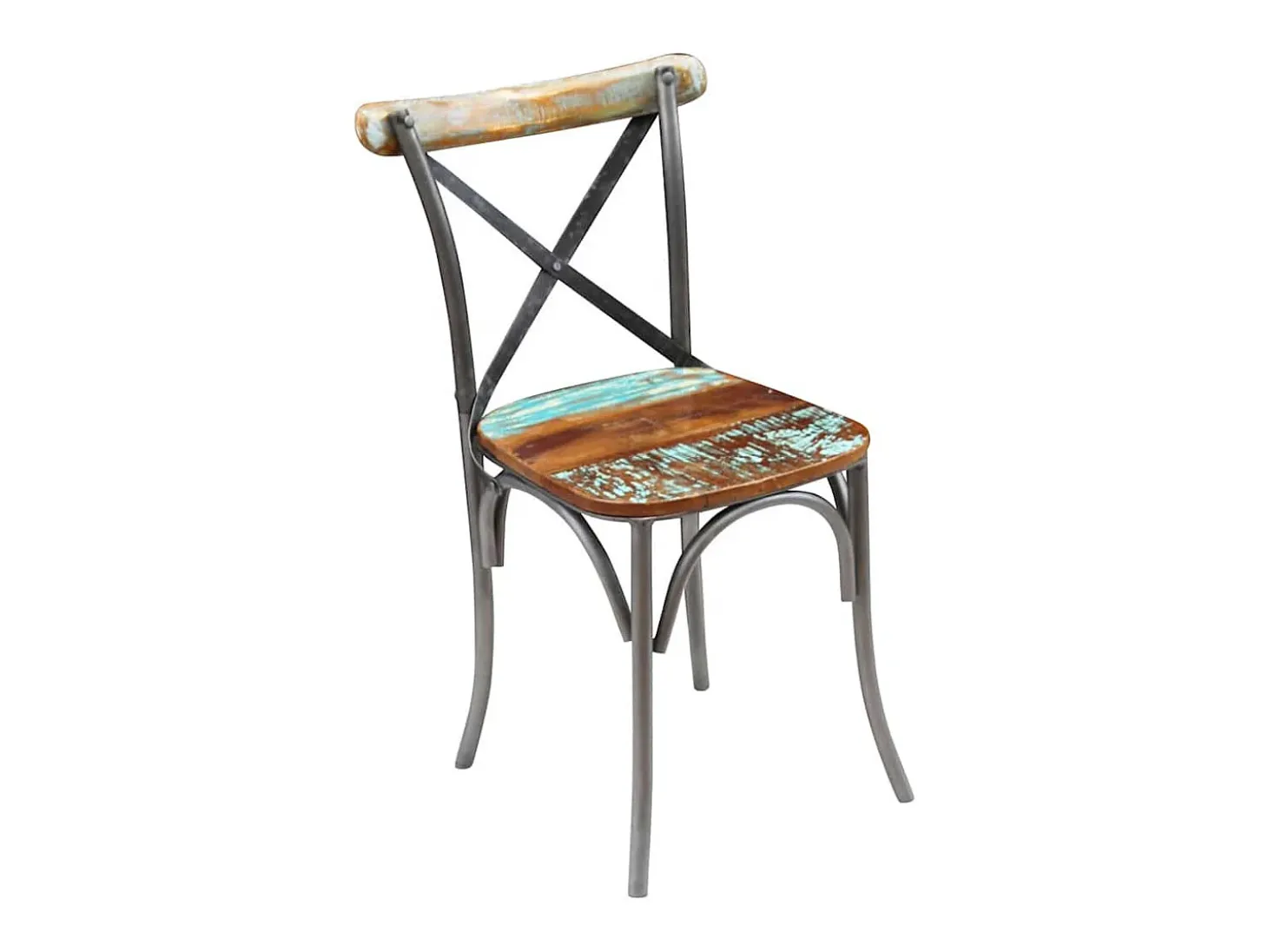 Juego de 6 sillas de comedor de madera maciza recuperada