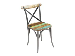 Juego de 6 sillas de comedor de madera maciza recuperada