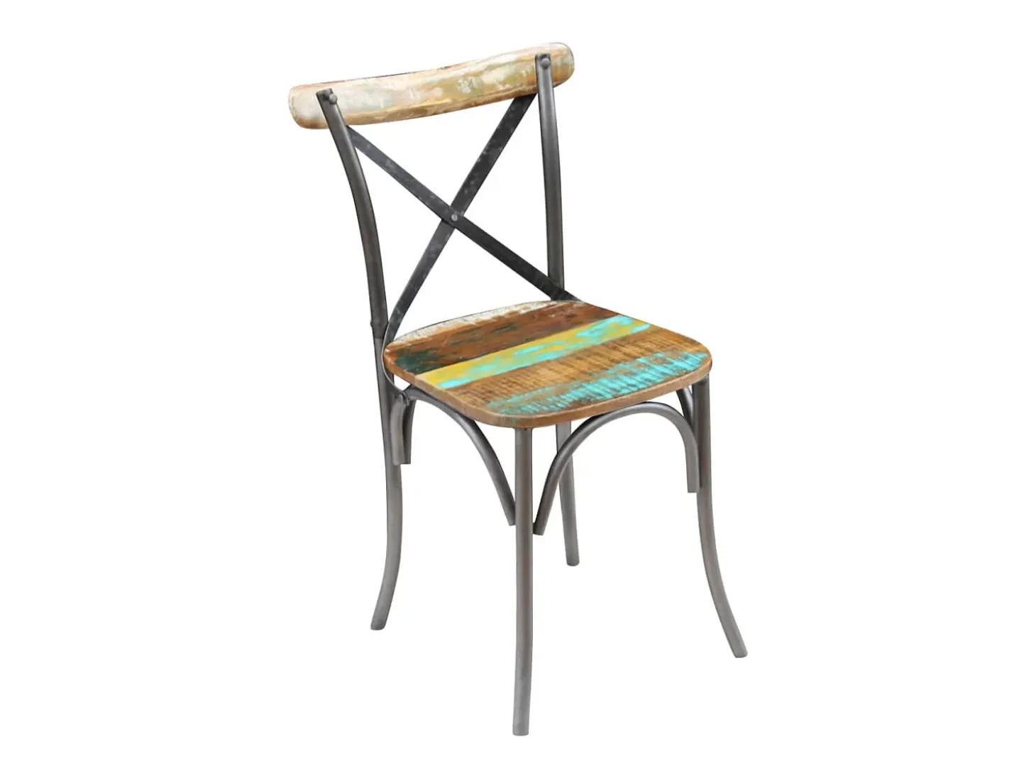 Juego de 6 sillas de comedor de madera maciza recuperada