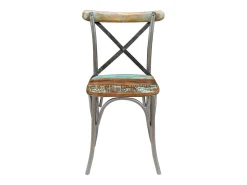 Juego de 6 sillas de comedor de madera maciza recuperada