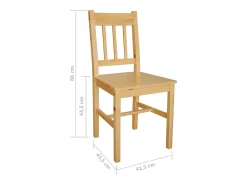 Juego de 4 sillas de comedor de madera de pino