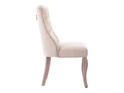 Juego de 2 sillas de comedor - Terciopelo y madera maciza - Respaldo con motivos de rombos - Beige