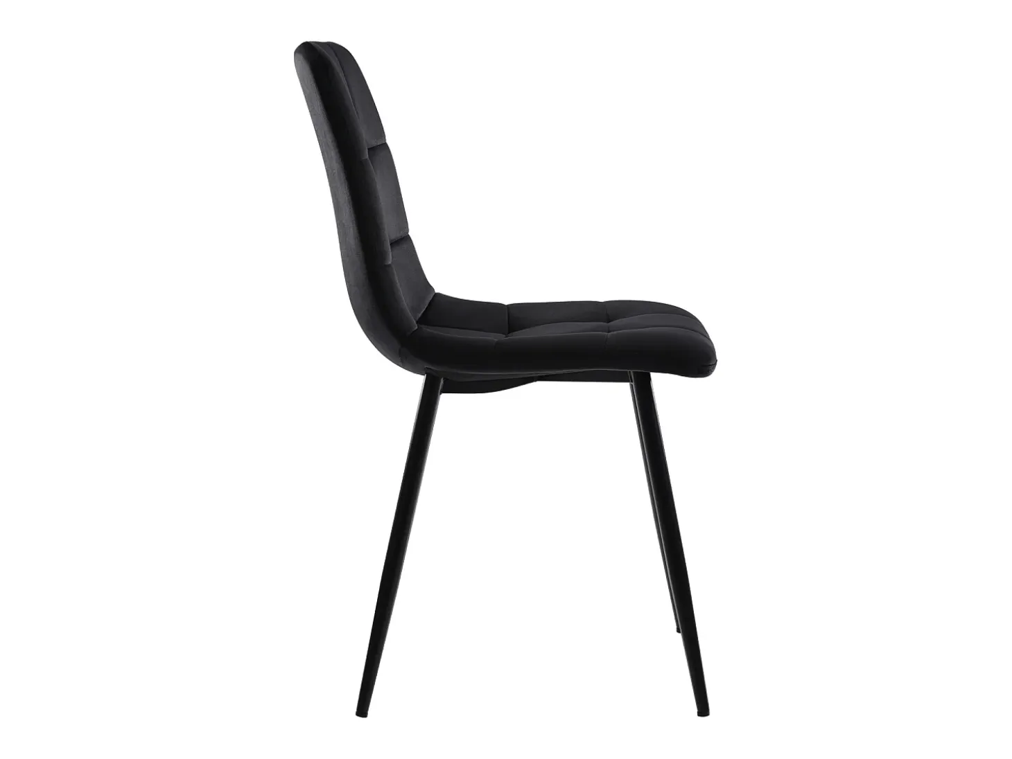 Juego de 4 sillas de comedor con respaldo, estructura de metal, terciopelo negro.