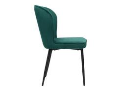 Juego de 4 sillas de comedor, verde oscuro, diseño de silla tapizada con respaldo, terciopelo, estructura de metal