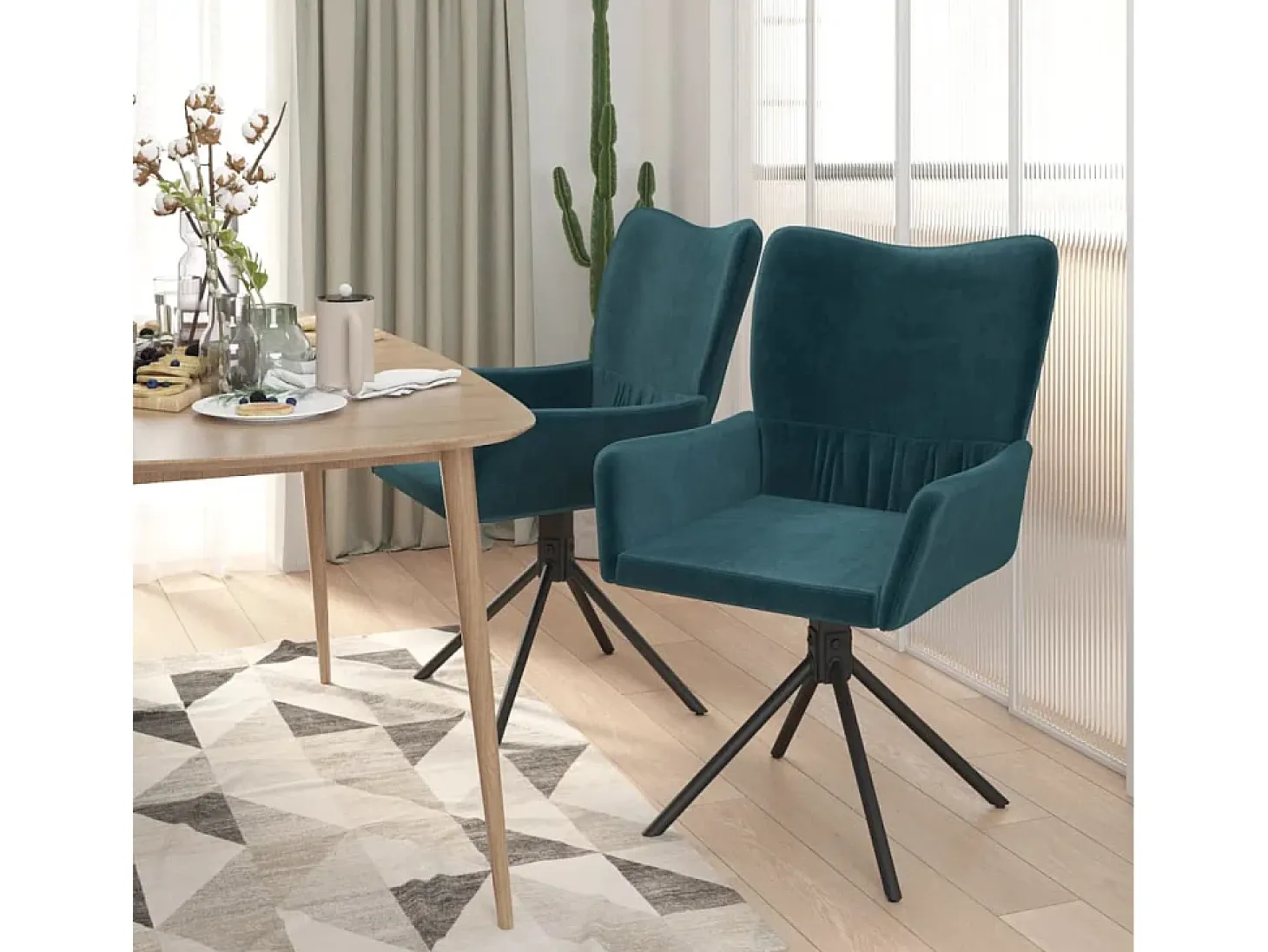 Juego de 2 Sillas de comedor giratorias terciopelo azul ES519958