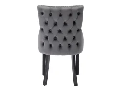 Juego de 4 sillas de comedor - terciopelo gris - con respaldo abotonado y patas de madera negras