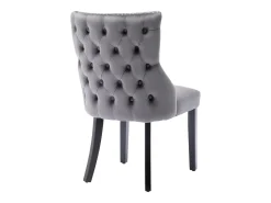 Juego de 4 sillas de comedor - terciopelo gris - con respaldo abotonado y patas de madera negras