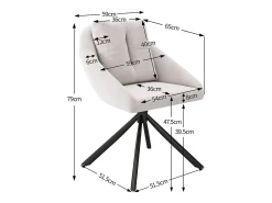 Juego de 2 sillas de comedor - con respaldo acolchado y función giratoria - terciopelo beige