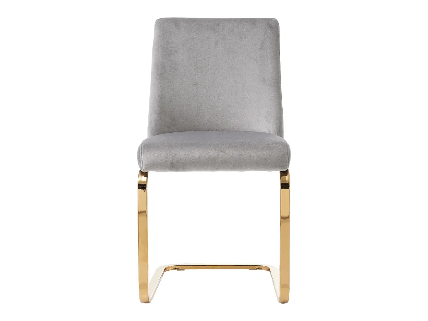 Juego de 4 sillas de comedor - terciopelo gris - con respaldo acolchado y patas de metal dorado