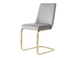Juego de 4 sillas de comedor - terciopelo gris - con respaldo acolchado y patas de metal dorado