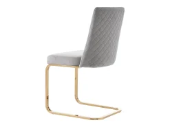 Juego de 4 sillas de comedor - terciopelo gris - con respaldo acolchado y patas de metal dorado
