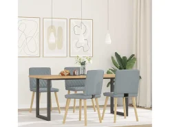 Juego de 4 sillas de comedor de tela gris claro