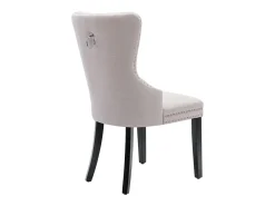 Juego de 2 sillas de comedor - con ribete de tachuelas y aro cromado - lino beige