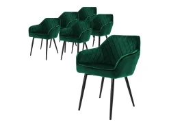 Juego de 6 sillas de comedor tapizadas en terciopelo verde sillones de salón