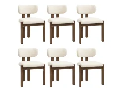 Juego de 6 sillas de comedor de madera maciza - 54 x 54 x 79 cm - Estilo moderno - acabado rizado - beige + marrón