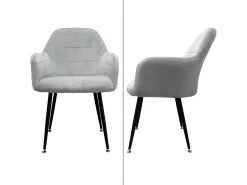 Juego de 4 sillas de comedor de terciopelo de diseño retro gris ECD Germany