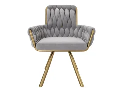 Juego de 4 sillas de comedor de terciopelo, giratorias, con reposabrazos y estructura de metal, color gris