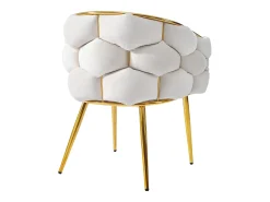 Juego de 6 sillas de ocio en tejido de terciopelo - patas de metal dorado - Beige