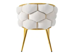 Juego de 4 sillas de ocio en tejido de terciopelo - patas de metal dorado - Beige