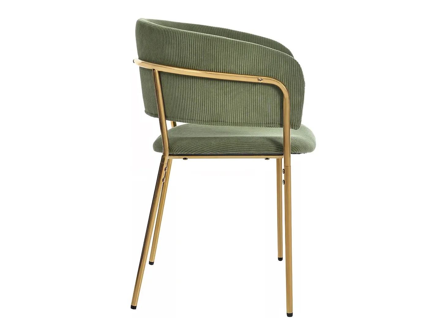 Juego de 2 sillas de pana verde con respaldo acolchado y patas doradas para sala y comedor