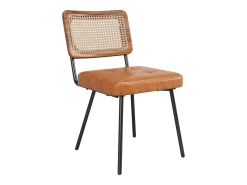 Juego de 4 sillas de piel sintética - Sillón de ratán - Silla retro - Metal + PU - Marrón