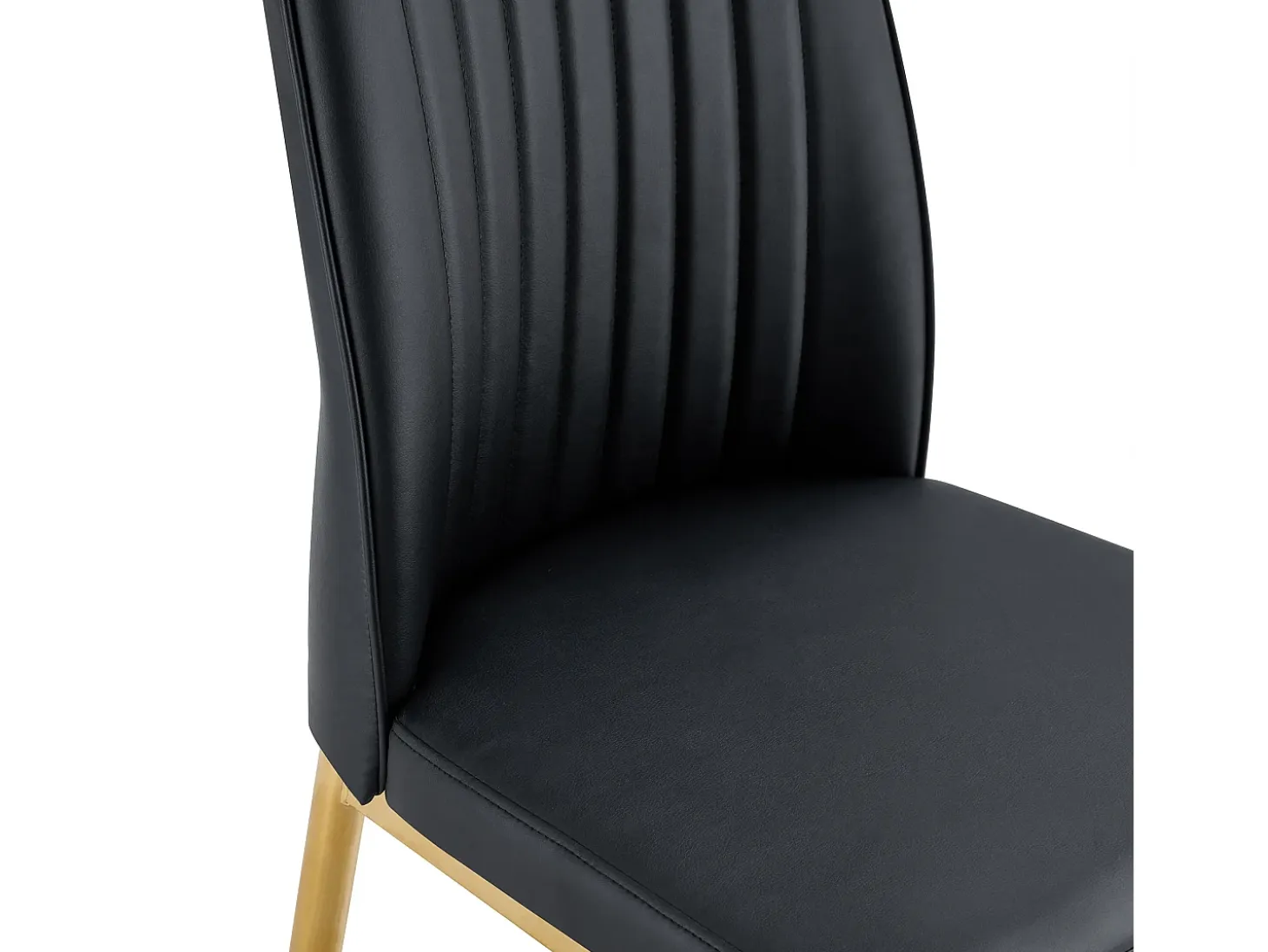 Juego de 4 sillas de piel sintética negra - Patas de metal dorado - Diseño de rayas verticales
