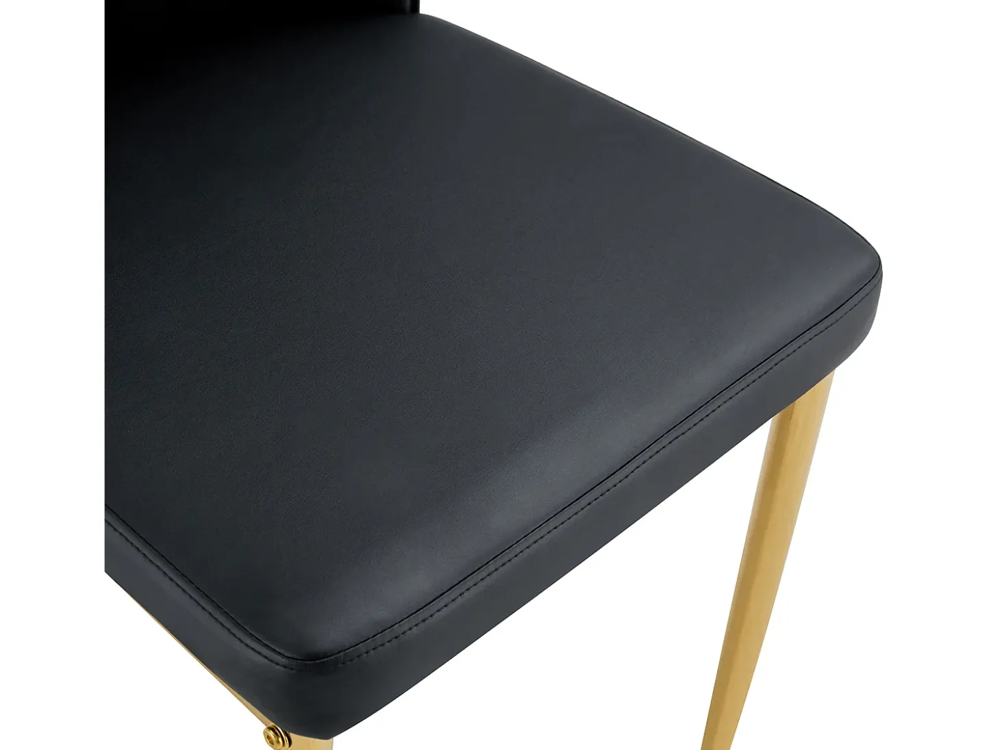 Juego de 4 sillas de piel sintética negra - Patas de metal dorado - Diseño de rayas verticales