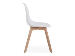 Juego de 4 sillas de polipropileno blanco y patas de madera - SISTEMA